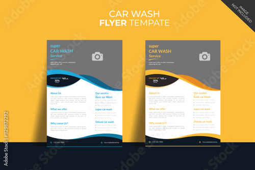 Collection of car wash service internet advertising banner vector flat illustration. Set of automobile cleaning landing page discount place for text. Promotion horizontal ads for order accommodation