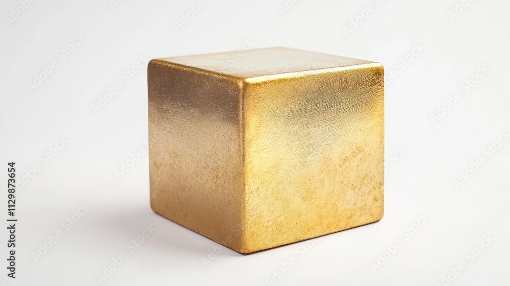 Gold Cube Isolated on a White Background with Clipping Path for a Professional Look Gold Cube Isolated on a White Background with Clipping Path for a Professional Look