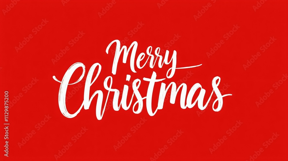 Merry Christmas white ink calligraphy lettering isolated on red background. Merry Christmas and Happy New Year. Festive holiday greeting card design with text for seasonal wishes Merry Christmas white ink calligraphy lettering isolated on red background. Merry Christmas and Happy New Year. Festive holiday greeting card design with text for seasonal wishes