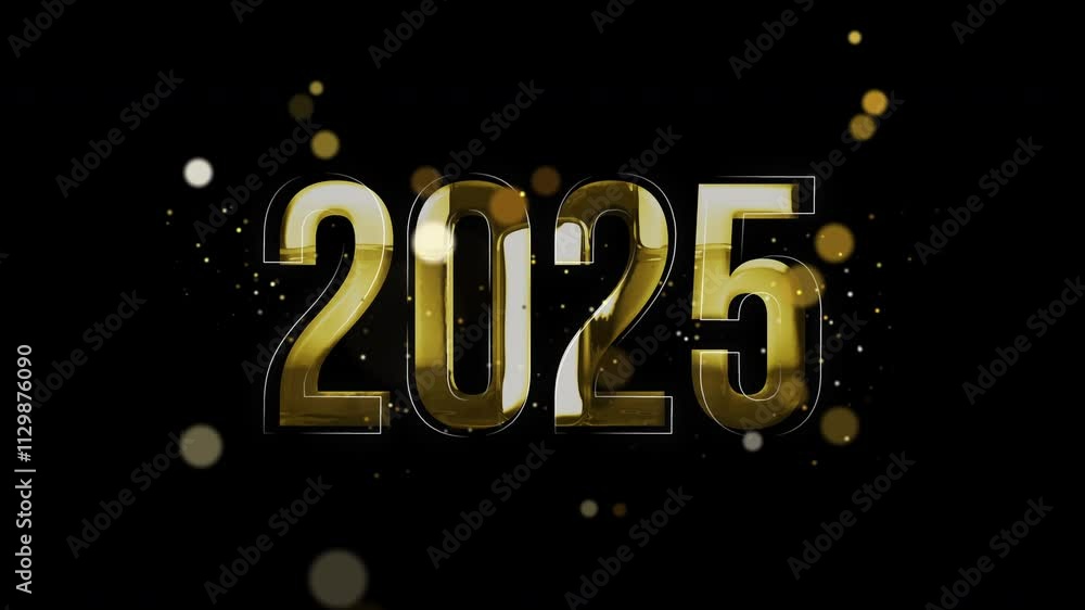 2025 , Happy New Year in Shiny Gold Text animation with 4K Resolution on black screen. 2025 , Happy New Year in Shiny Gold Text animation with 4K Resolution on black screen.