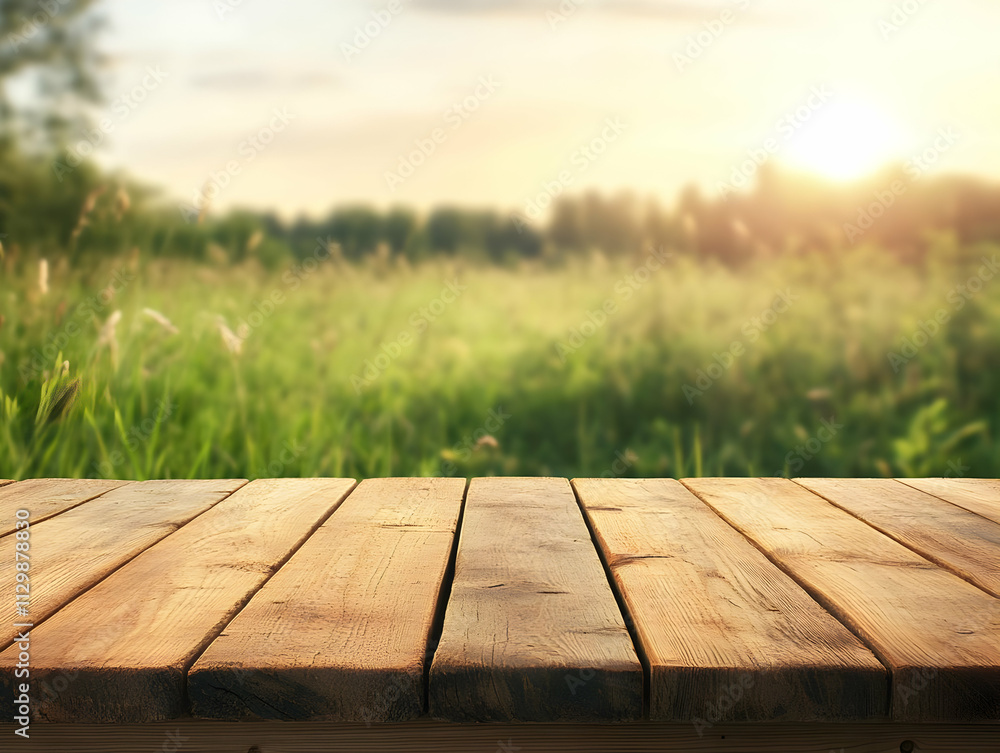 Wooden Tabletop Summer Background Illustration Wooden Tabletop Summer Background Illustration