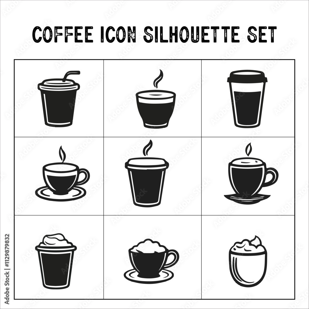 Fototapeta premium Vector collection of coffee silhouette icon. coffee silhouette icon vector.