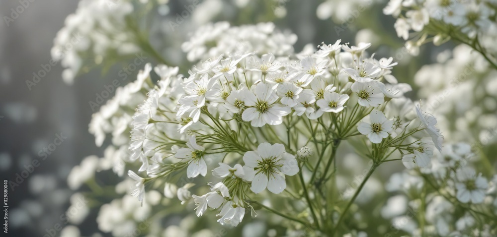 Delicate white blooms of gypsophila in soft focus, showcasing intricate details, tiny blooms, delicate, white flowers Delicate white blooms of gypsophila in soft focus, showcasing intricate details, tiny blooms, delicate, white flowers