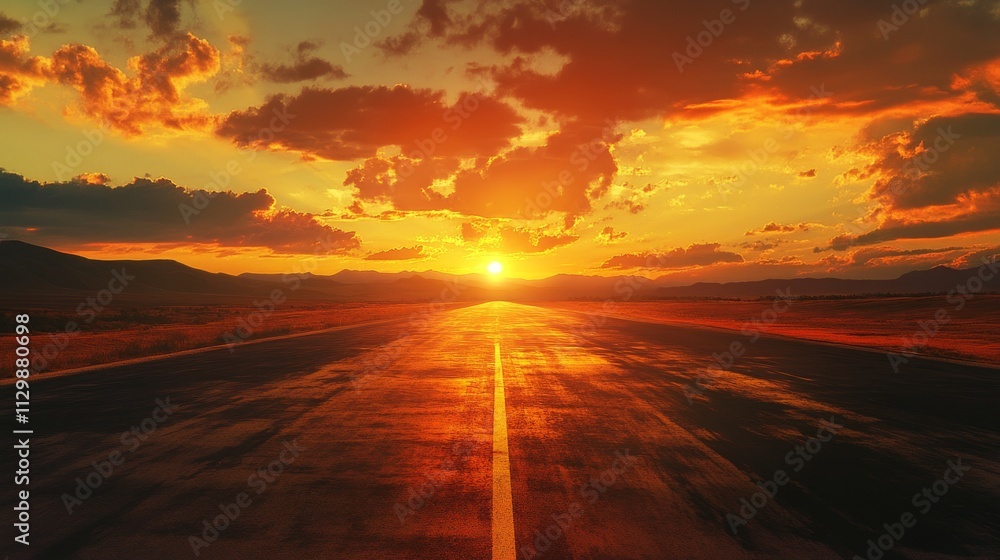49.Asphalt highway road and mountain with sky clouds landscape at sunset: 49.Asphalt highway road and mountain with sky clouds landscape at sunset:
