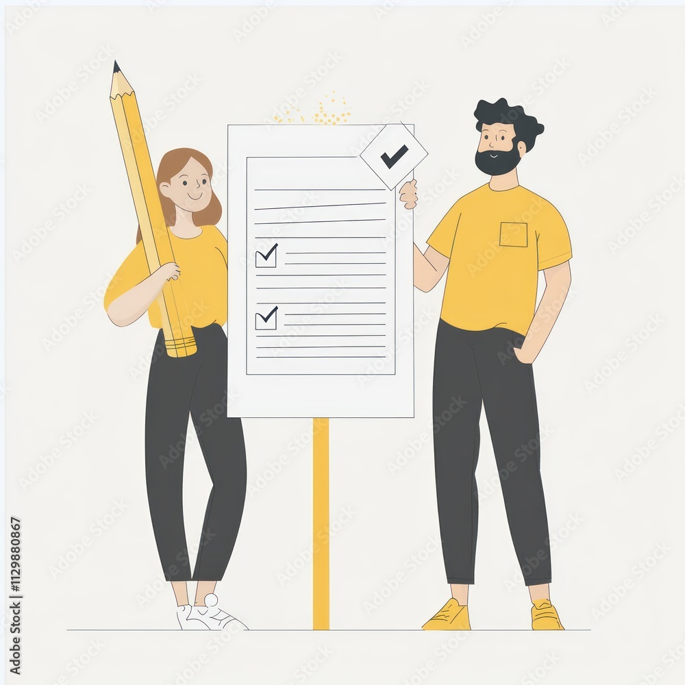 Illustration of Two People Reviewing a Checklist Illustration of Two People Reviewing a Checklist