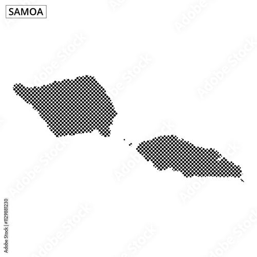 Unique dotted map representation of Samoa highlighting major islands and regions