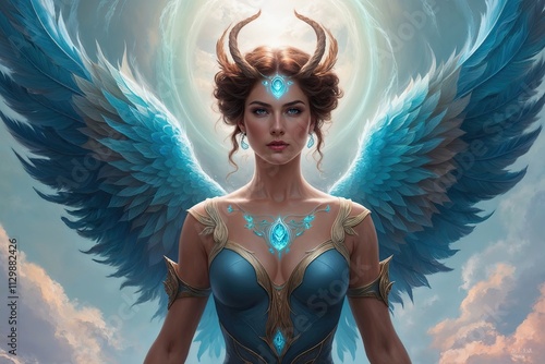 Air Goddess Fantasy Woman in Ethereal Environment Representation