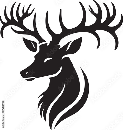 A elegant deer head silhouette with antlers vector black