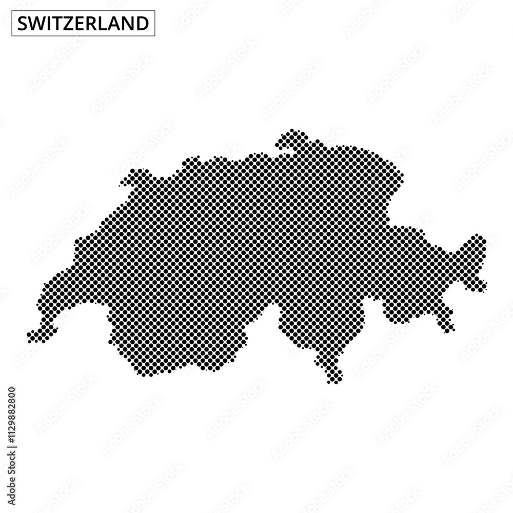 Switzerland map with dotted pattern showcasing geographical outline and features Switzerland map with dotted pattern showcasing geographical outline and features