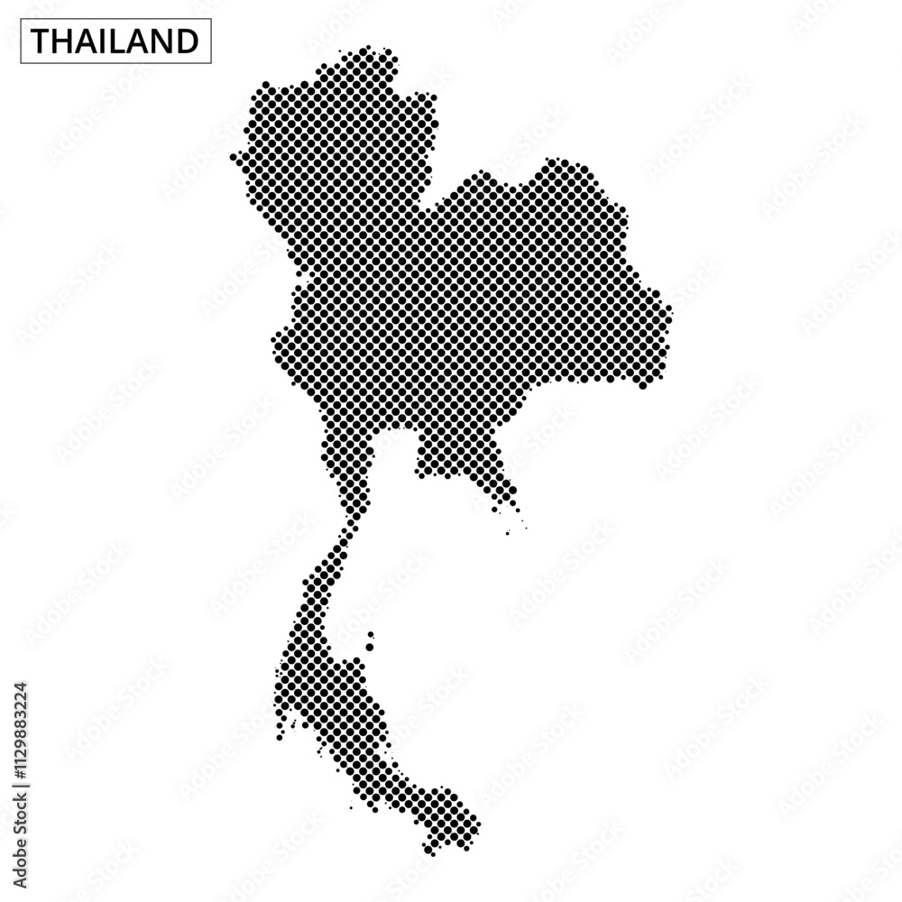 Obraz premium Map of Thailand illustrated with dotted patterns and abstract lines