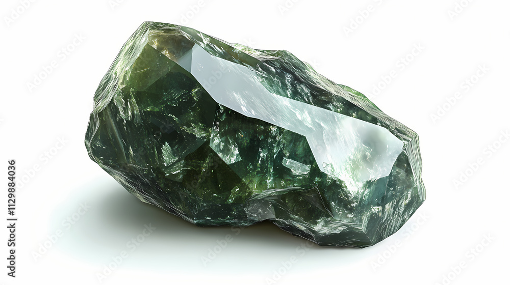 A shiny green sapphire nugget with a smooth, glossy surface, isolated on a white background, ai generated. Sapphire. Illustration A shiny green sapphire nugget with a smooth, glossy surface, isolated on a white background, ai generated. Sapphire. Illustration