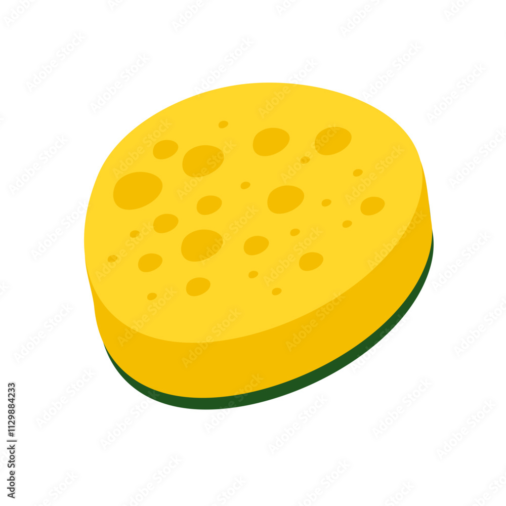 Yellow cleaning sponge with soap bubbles for washing and bathing Yellow cleaning sponge with soap bubbles for washing and bathing
