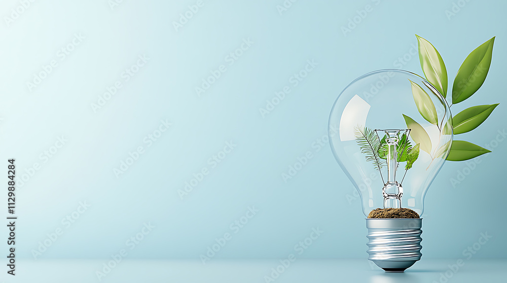 Eco-friendly light bulb with plant elements indoor setting digital art modern environment close-up view sustainability concept Eco-friendly light bulb with plant elements indoor setting digital art modern environment close-up view sustainability concept