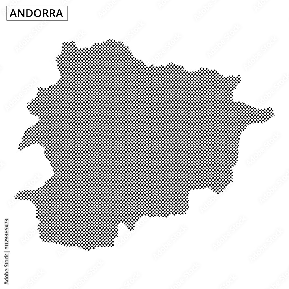 Fototapeta premium Map outline of Andorra displayed in a pixelated style representing its borders