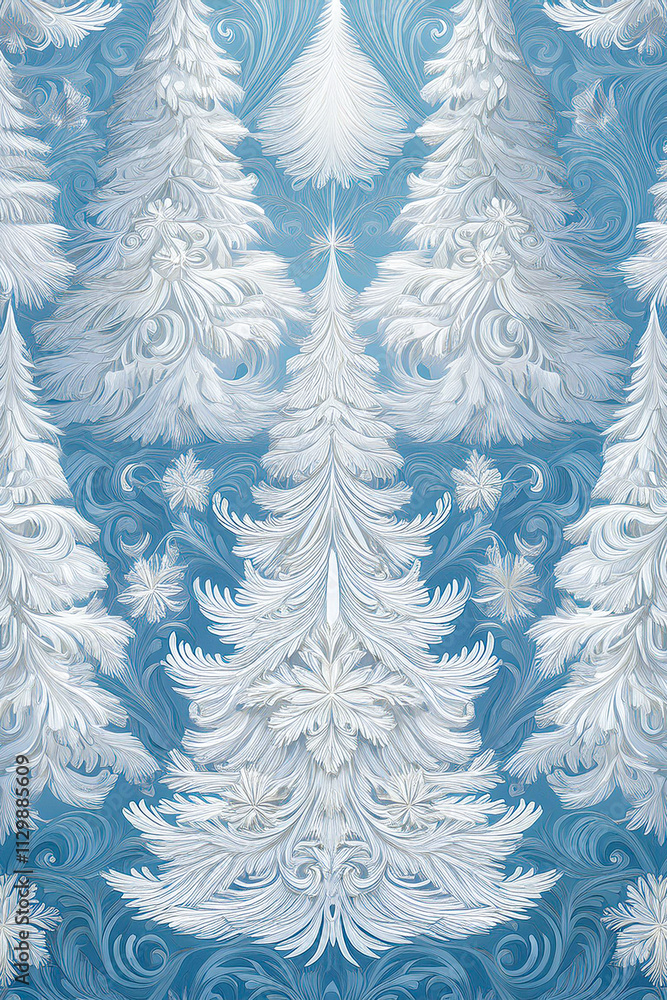 Obraz premium White spruce tree on light blue background. 