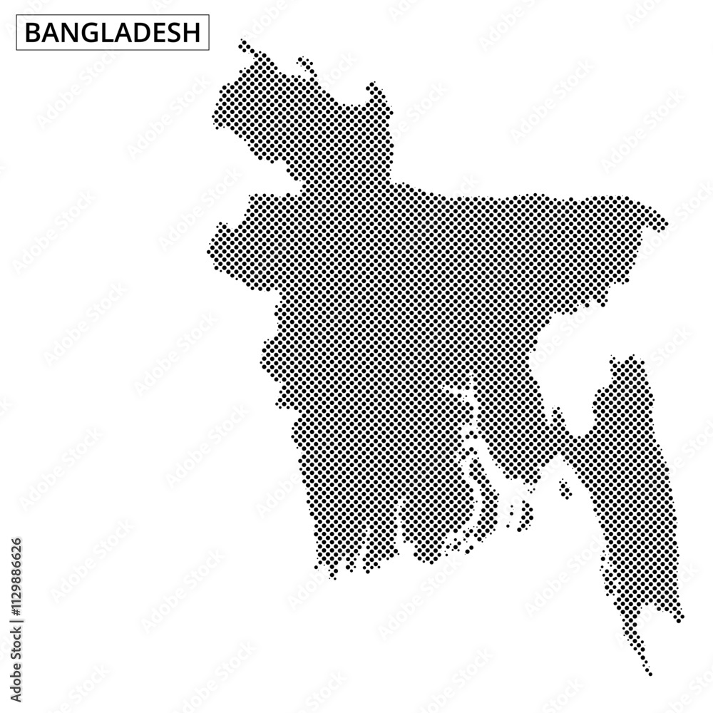Obraz premium Map of Bangladesh showcasing distinct dotted design in black and white