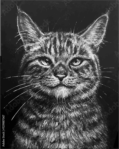 portrait of a cat made in pencil, monochrome 