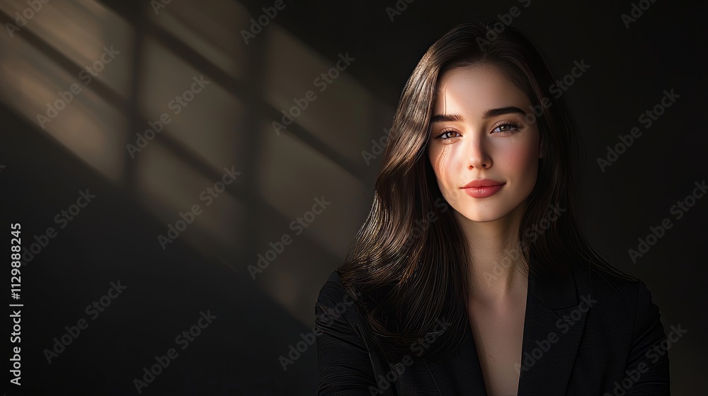 Portrait of a young woman in soft natural light indoor studio photography serene atmosphere close-up perspective beauty and emotion Portrait of a young woman in soft natural light indoor studio photography serene atmosphere close-up perspective beauty and emotion