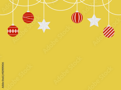 フラットクリスマスボール＆スターオーナメントフレームA：赤