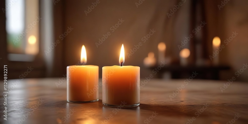 A burning candle in a serene and peaceful environment, pattern, cozy A burning candle in a serene and peaceful environment, pattern, cozy