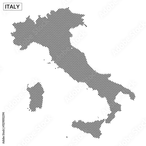Outline map of Italy with dotted pattern for educational and design purposes