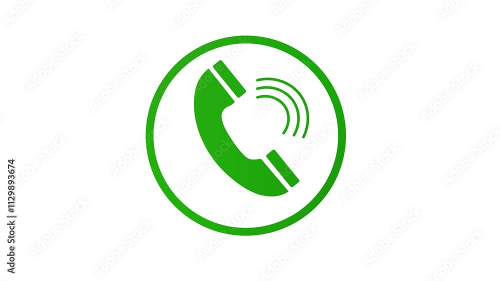 Ringing Telephone Call Icon Animation isolated on black background. Dial Phone calling Green Symbol In circle with sound wave effect. Communication, Ringing Telephone Call Icon Animation isolated on black background. Dial Phone calling Green Symbol In circle with sound wave effect. Communication,