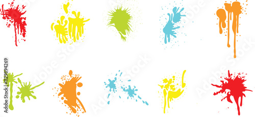 Paint splash colorful collection. Paint splatter illustration. Artistic ink splash