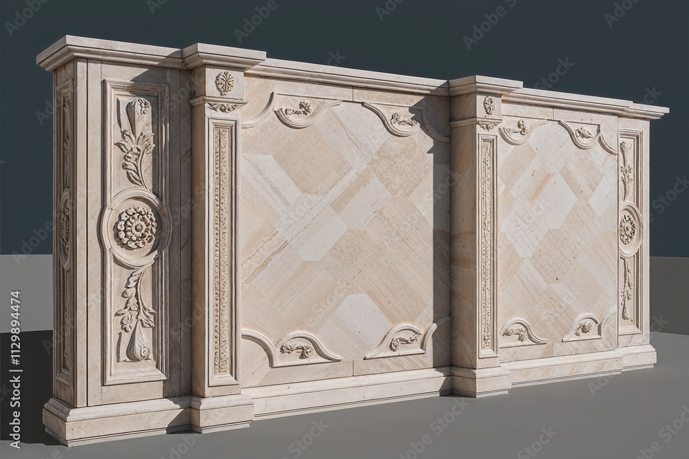 Obraz premium Ornamental Travertine Stone Aspect with Clipping Path and 3D Render