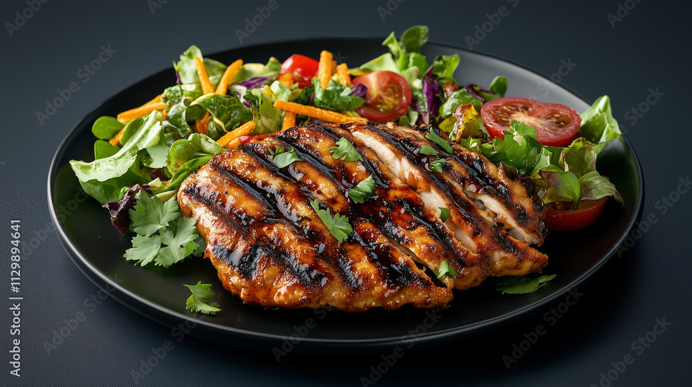 Chicken schnitzel with a fresh side salad, plated and isolated for vibrant and healthy food photography concepts Chicken schnitzel with a fresh side salad, plated and isolated for vibrant and healthy food photography concepts