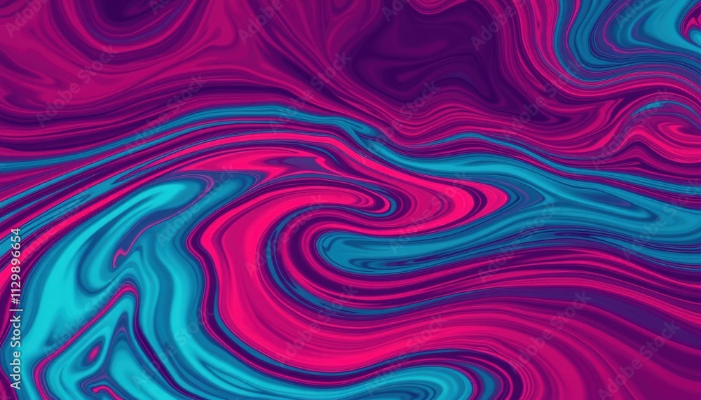 Abstract Swirling Pink And Blue Liquid Marble Design
