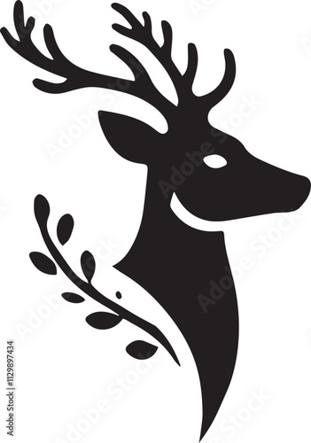 A minimalist deer head profile silhouette vector black