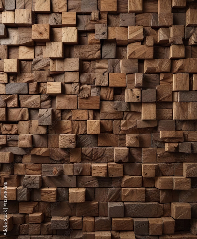 Rustic wood wall with interlocking wooden blocks, abstract, board, pattern, construction Rustic wood wall with interlocking wooden blocks, abstract, board, pattern, construction