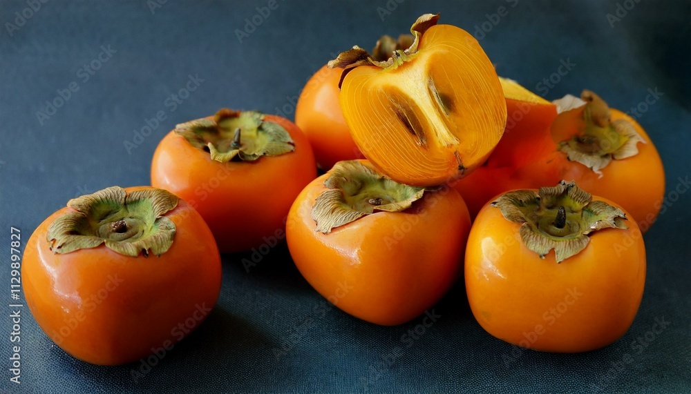 Ripe persimmons in vibrant orange hues, a delightful autumn harvest. Ripe persimmons in vibrant orange hues, a delightful autumn harvest.