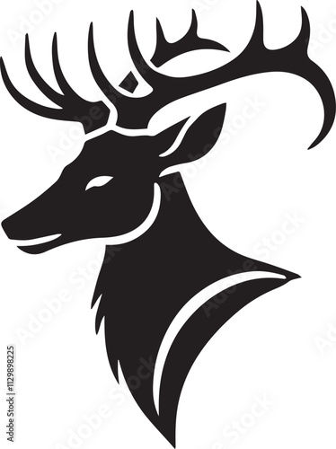 A minimalist deer head profile silhouette vector black