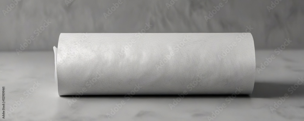 Obraz premium Slim white textured parchment paper against grey background, document, textured, minimal, paper