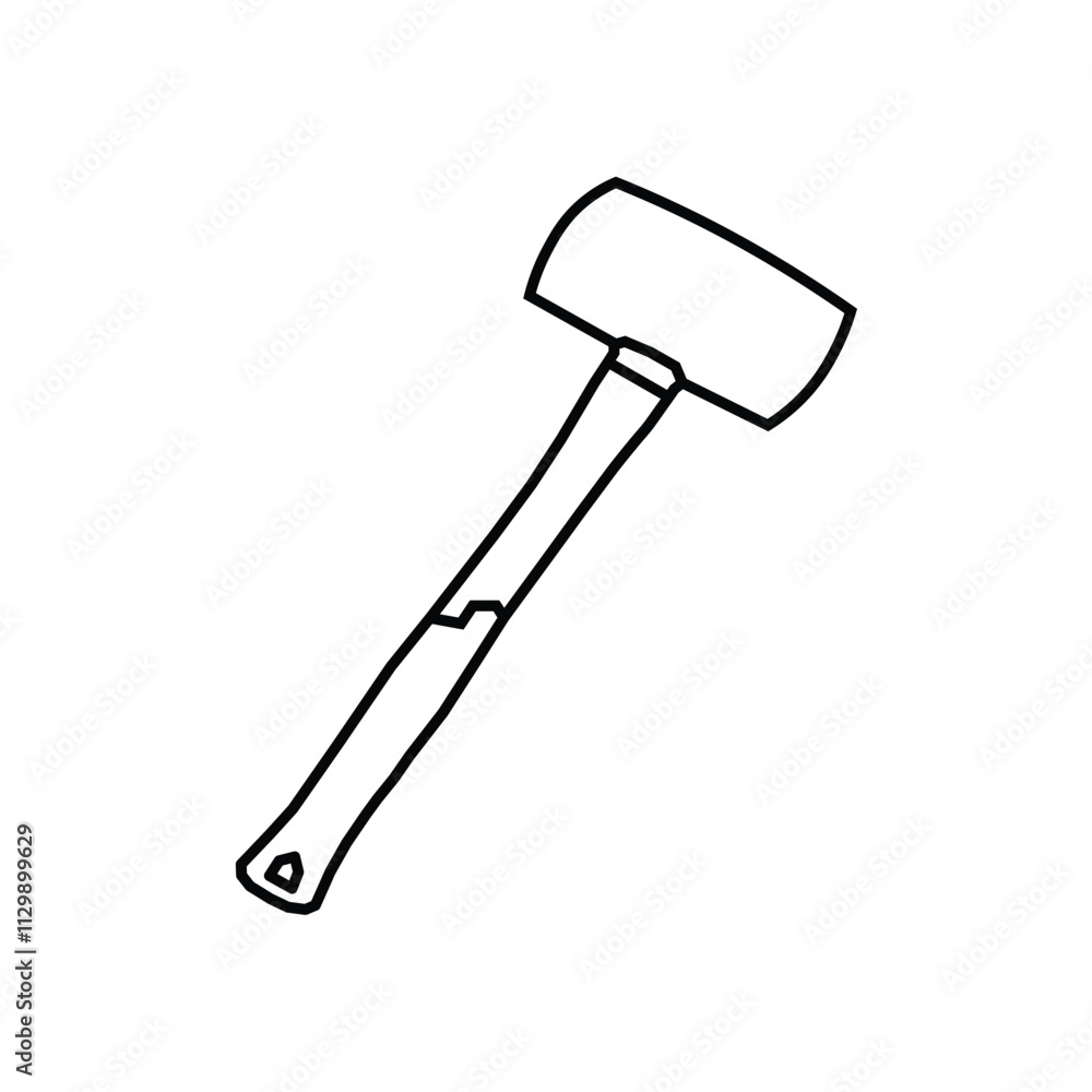 Vector line illustration of a hammer. Suitable for coloring pages for both children and adults. This freehand stress-relief sketch is ideal for educational purposes and coloring games Vector line illustration of a hammer. Suitable for coloring pages for both children and adults. This freehand stress-relief sketch is ideal for educational purposes and coloring games