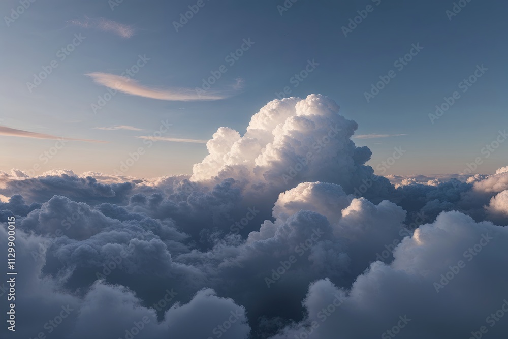 Fototapeta premium Stunning 3D Rendering of Luxurious White Cumulus Clouds for Atmospheric Visuals
