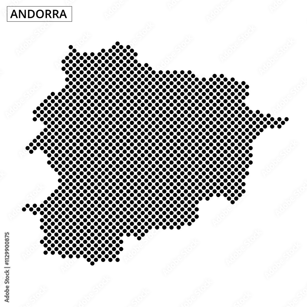 Map outline of Andorra displayed in a pixelated style representing its borders Map outline of Andorra displayed in a pixelated style representing its borders
