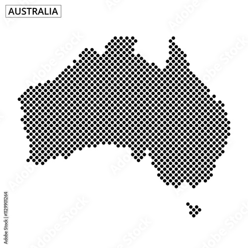 Australia map illustrated with dot patterns showcasing geographical features