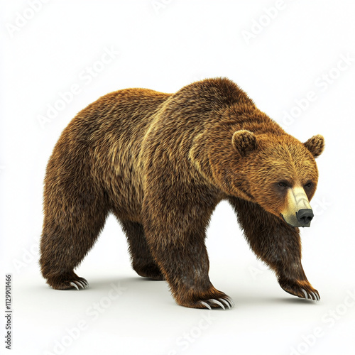 Wallpaper Mural realistic 3D icon of brown bear walking on white background Torontodigital.ca