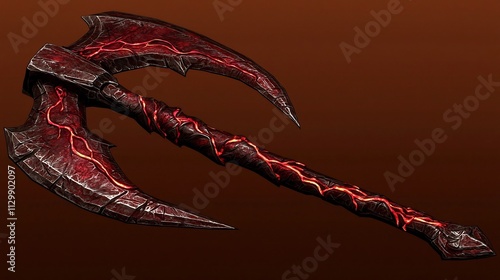 Massive Glowing Magma War Axe Blade with Epic Fantasy Design