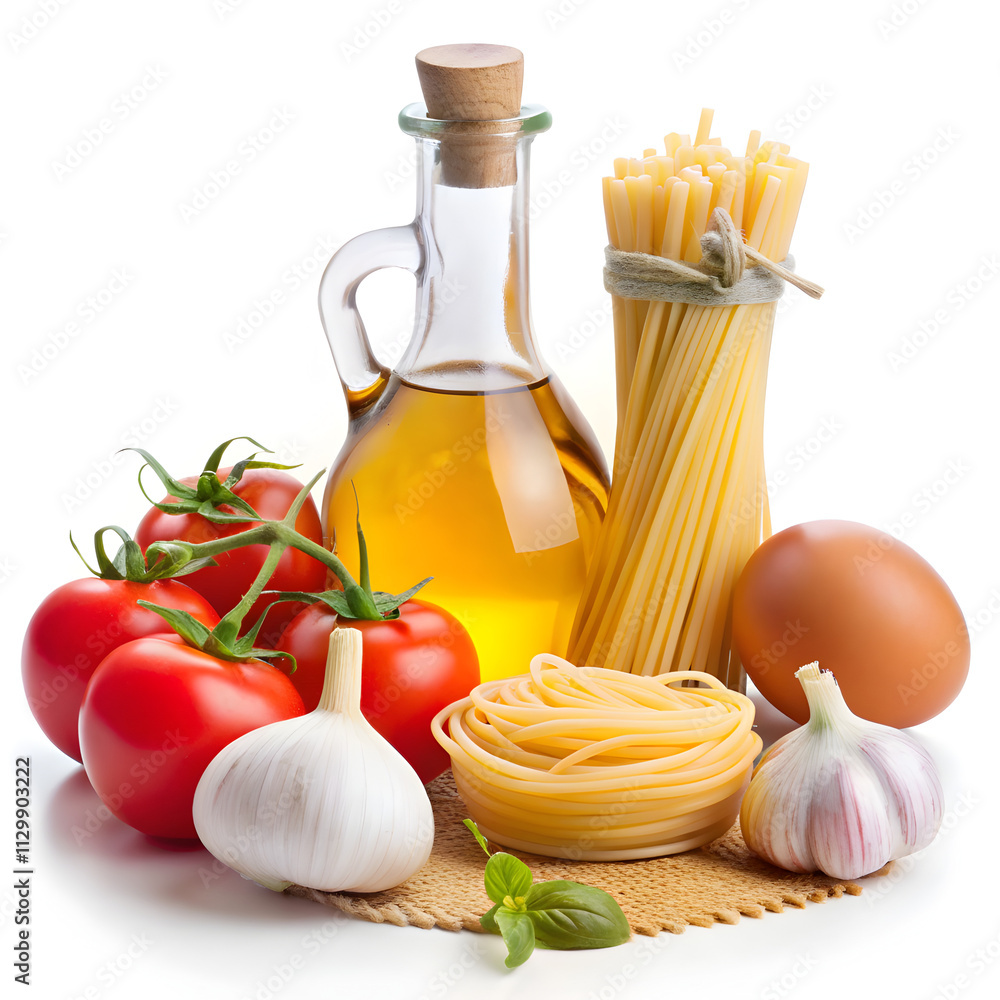 ingredients for pasta oil ,tomatos,garlic and eggs ingredients for pasta oil ,tomatos,garlic and eggs