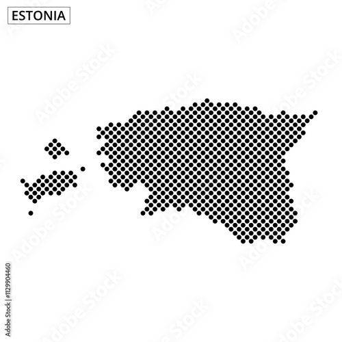 Detailed dot pattern map of Estonia highlighting geographic features and borders