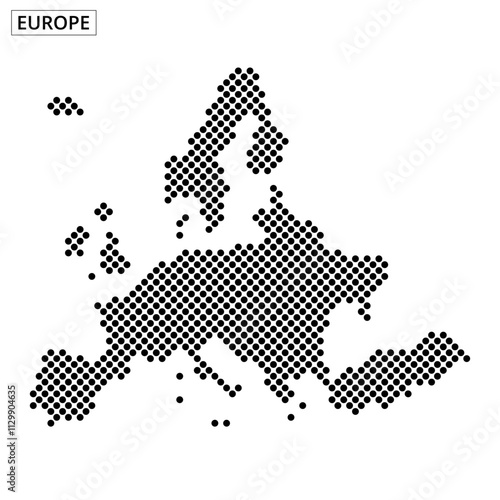 Detailed European map illustration using dotted pattern for educational purposes