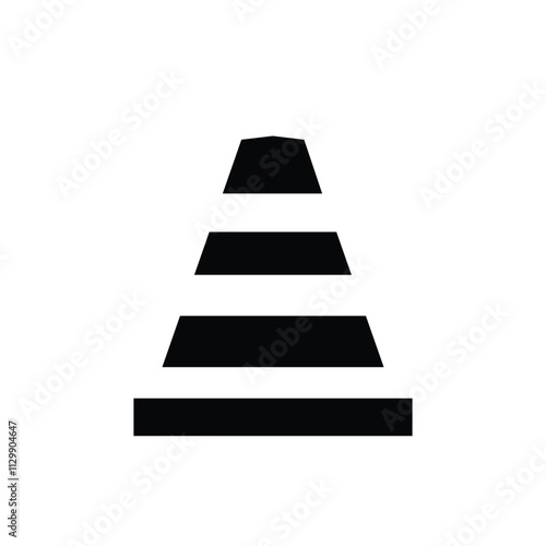 Vector icon of a traffic cone used in road safety and construction projects, isolated on a white background