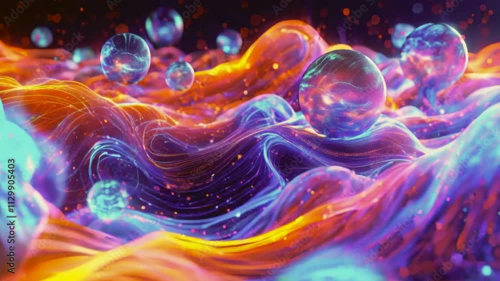 Abstract vibrant wave with glowing spheres. Abstract vibrant wave with glowing spheres.