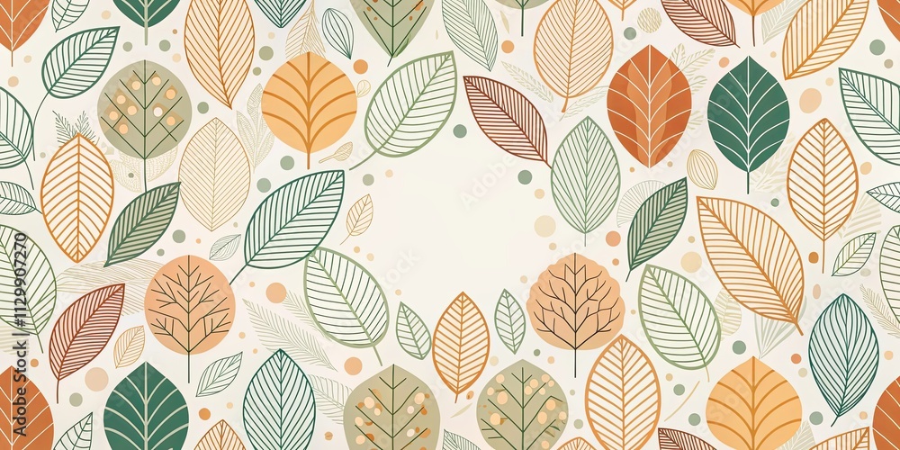 Autumnal Leaf Pattern Design with Central Blank Space for Text or Images Autumnal Leaf Pattern Design with Central Blank Space for Text or Images