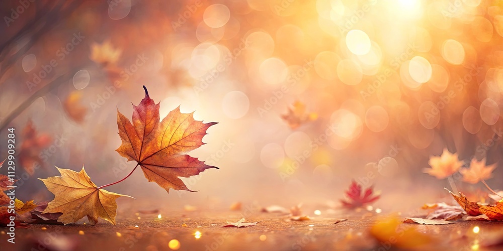 Autumnal foliage scene with a focus on a single, falling maple leaf, showcasing the beauty of the season's change and the warm, golden hues of nature. Autumnal foliage scene with a focus on a single, falling maple leaf, showcasing the beauty of the season's change and the warm, golden hues of nature.
