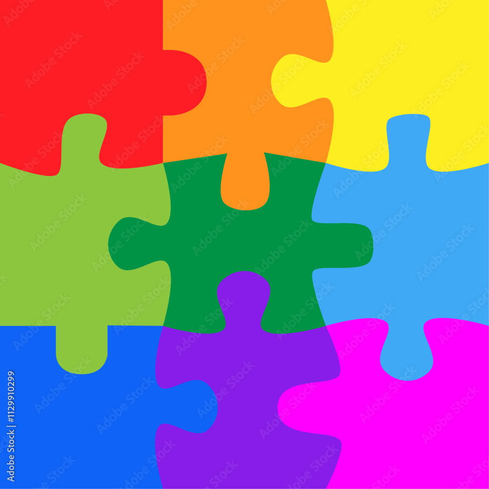 9 irregular jigsaw puzzle colorful background. 9 irregular jigsaw puzzle colorful background.