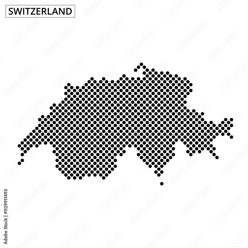 Switzerland map with dotted pattern showcasing geographical outline and features Switzerland map with dotted pattern showcasing geographical outline and features